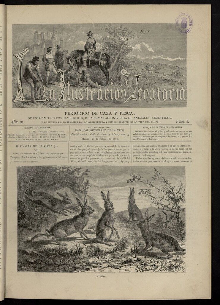 Miniatura de La Ilustración Venatoria: periódico de caza y pesca del 29 de febrero de 1880