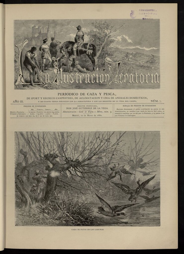 Miniatura de La Ilustración Venatoria: periódico de caza y pesca del 10 de marzo de 1880