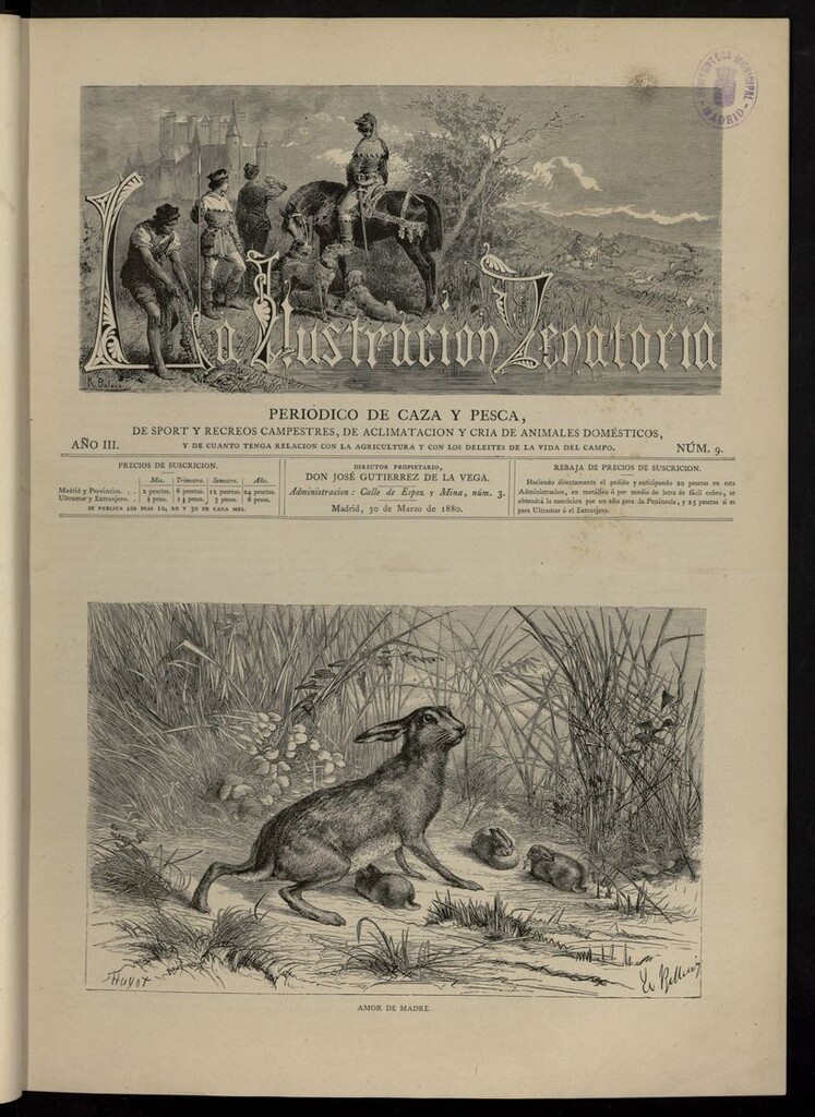 Miniatura de La Ilustración Venatoria: periódico de caza y pesca del 30 de marzo de 1880