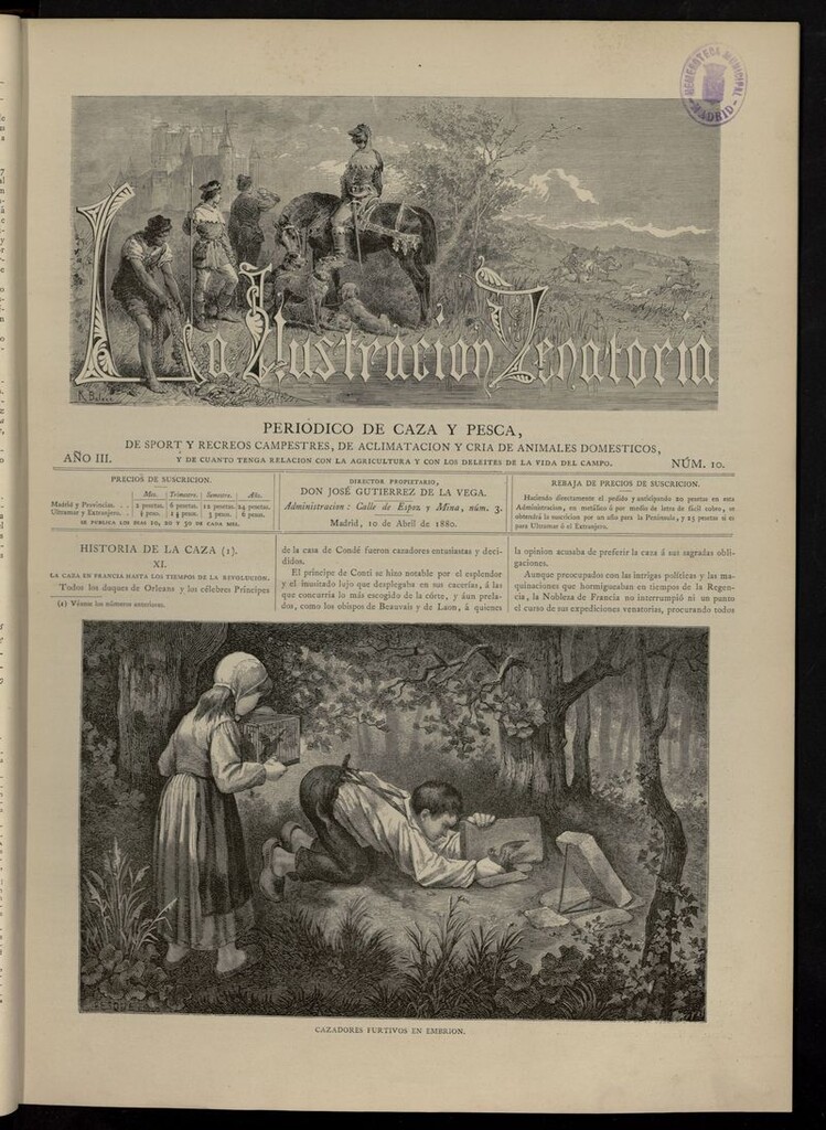 Miniatura de La Ilustración Venatoria: periódico de caza y pesca del 10 de abril de 1880