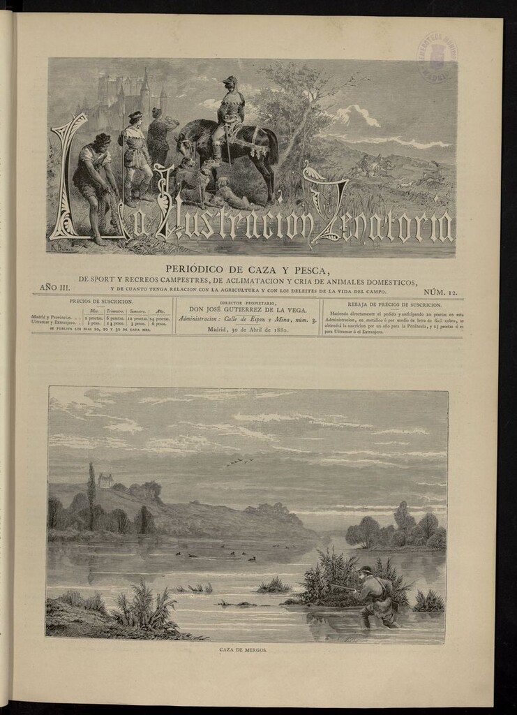 Miniatura de La Ilustración Venatoria: periódico de caza y pesca del 30 de abril de 1880