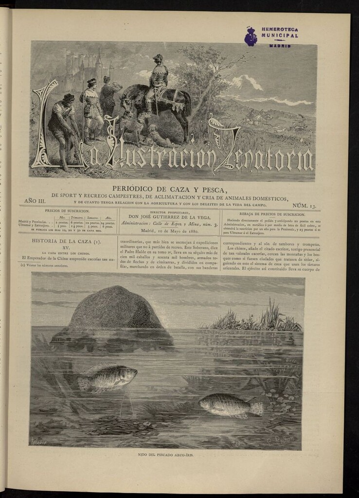 Miniatura de La Ilustración Venatoria: periódico de caza y pesca del 10 de mayo ade 1880