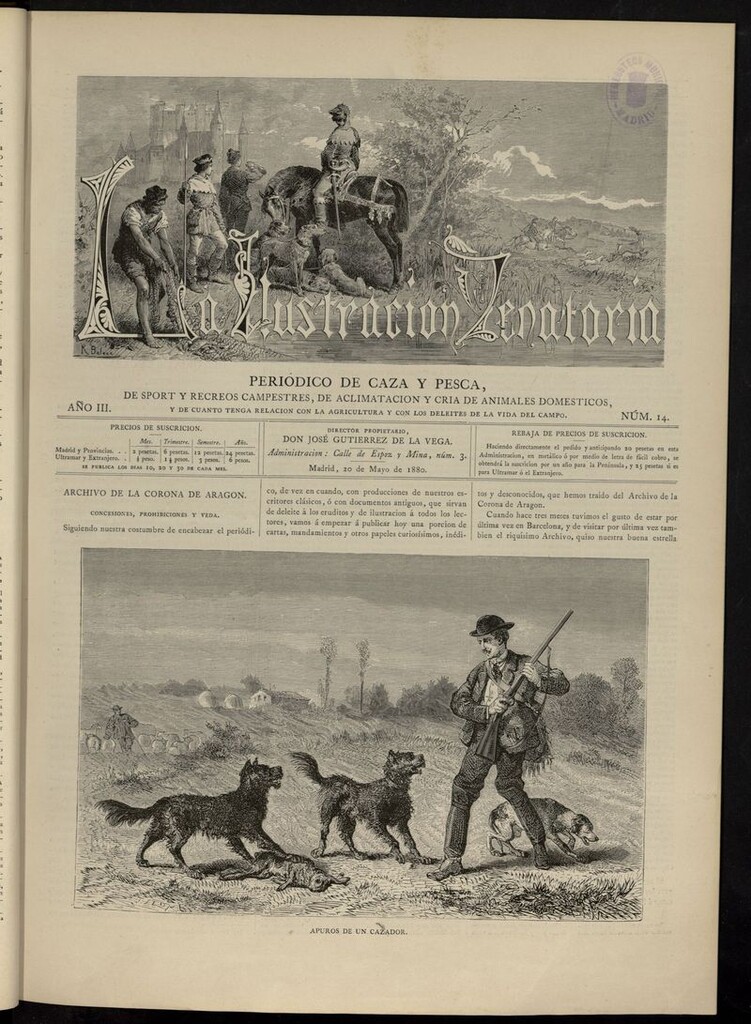 Miniatura de La Ilustración Venatoria: periódico de caza y pesca del 20 de mayo de 1880
