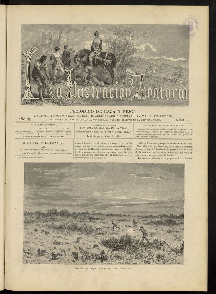 Miniatura de La Ilustración Venatoria: periódico de caza y pesca del 30 de mayo de 1880