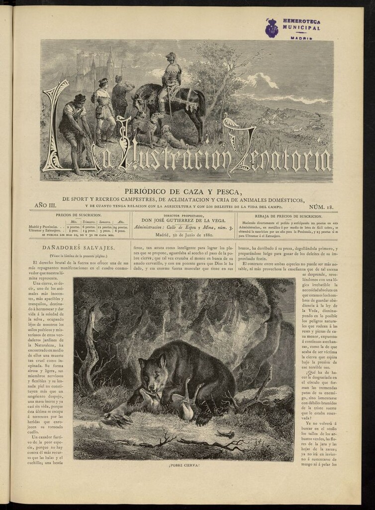 Miniatura de La Ilustración Venatoria: periódico de caza y pesca del 30 de junio de 1880