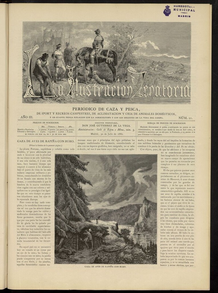 Miniatura de La Ilustración Venatoria: periódico de caza y pesca del 30 de julio de 1880