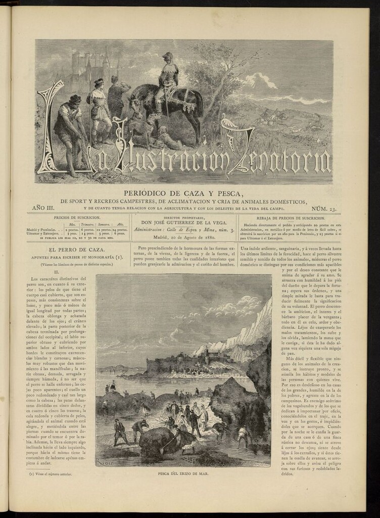 Miniatura de La Ilustración Venatoria: periódico de caza y pesca del 20 de agosto de 1880