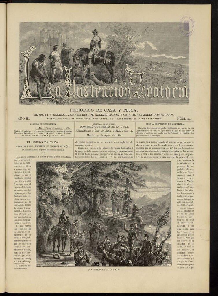 Miniatura de La Ilustración Venatoria: periódico de caza y pesca del 30 de agosto de 1880