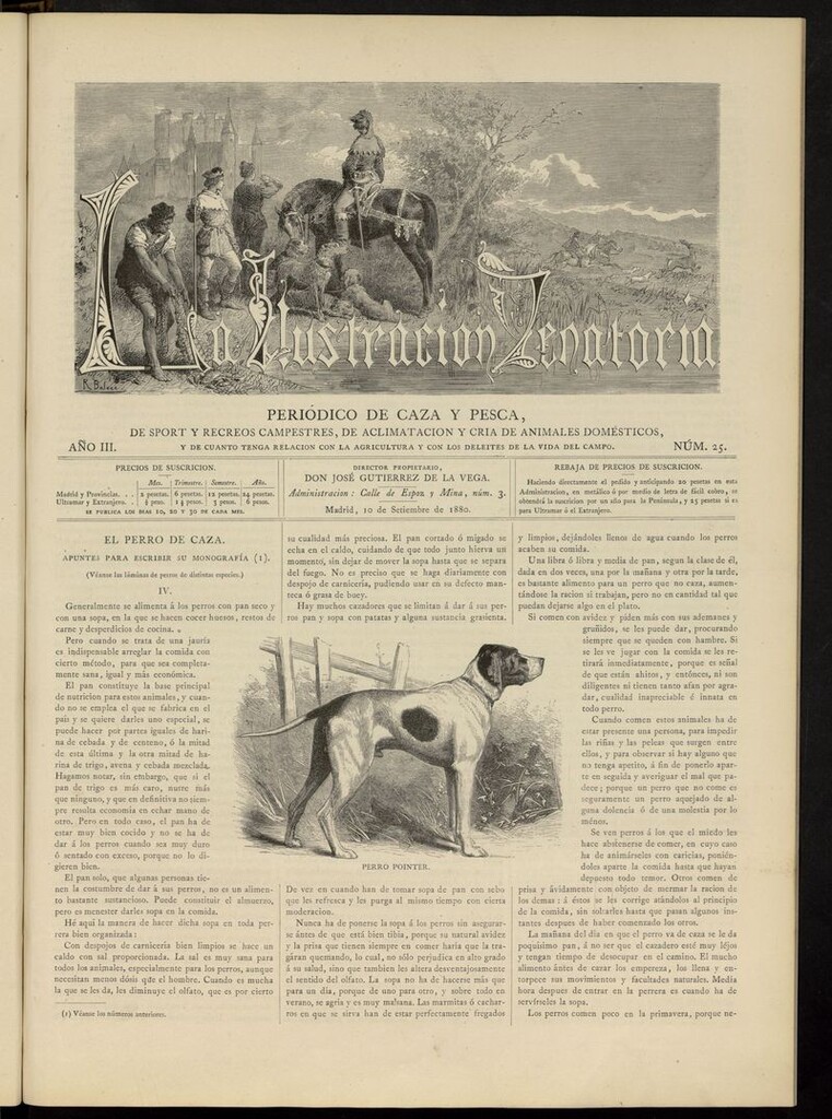Miniatura de La Ilustración Venatoria: periódico de caza y pesca del 10 de septiembre de 1880