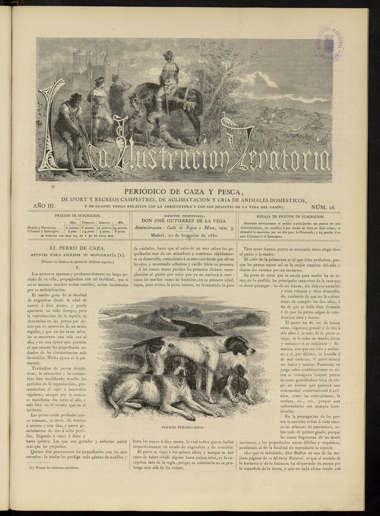 Miniatura de La Ilustración Venatoria: periódico de caza y pesca del 20 de septiembre de 1880