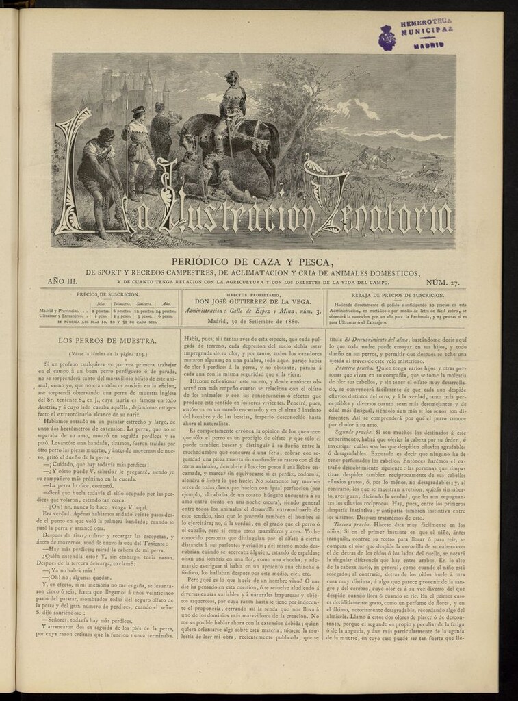 Miniatura de La Ilustración Venatoria: periódico de caza y pesca del 30 de septiembre de 1880