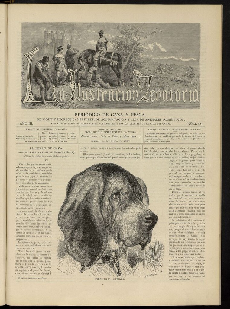 Miniatura de La Ilustración Venatoria: periódico de caza y pesca del 10 de octubre de 1880