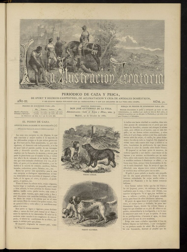 Miniatura de La Ilustración Venatoria: periódico de caza y pesca del 30 de octubre de 1880