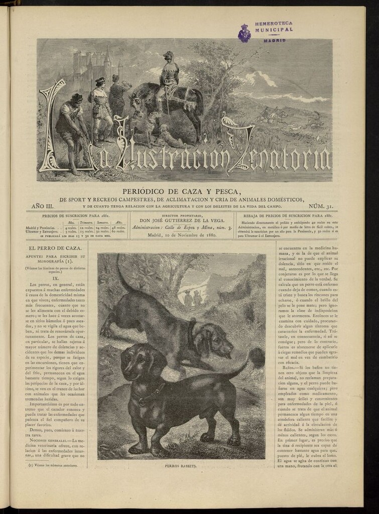 Miniatura de La Ilustración Venatoria: periódico de caza y pesca del 10 de noviembre de 1880