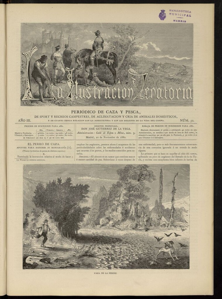 Miniatura de La Ilustración Venatoria: periódico de caza y pesca del 20 de noviembre de 1880