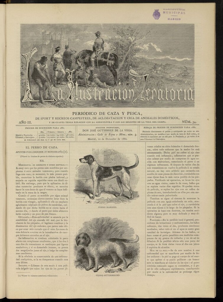 Miniatura de La Ilustración Venatoria: periódico de caza y pesca del 10 de diciembre de 1880