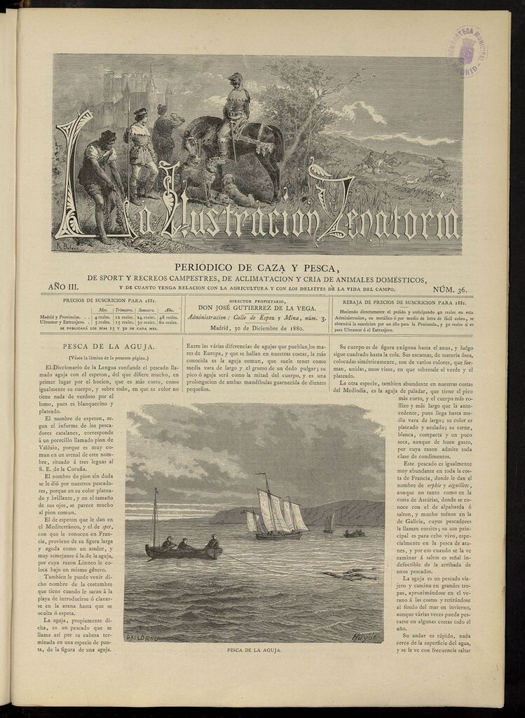 Miniatura de La Ilustración Venatoria: periódico de caza y pesca del 30 de diciembre de 1880