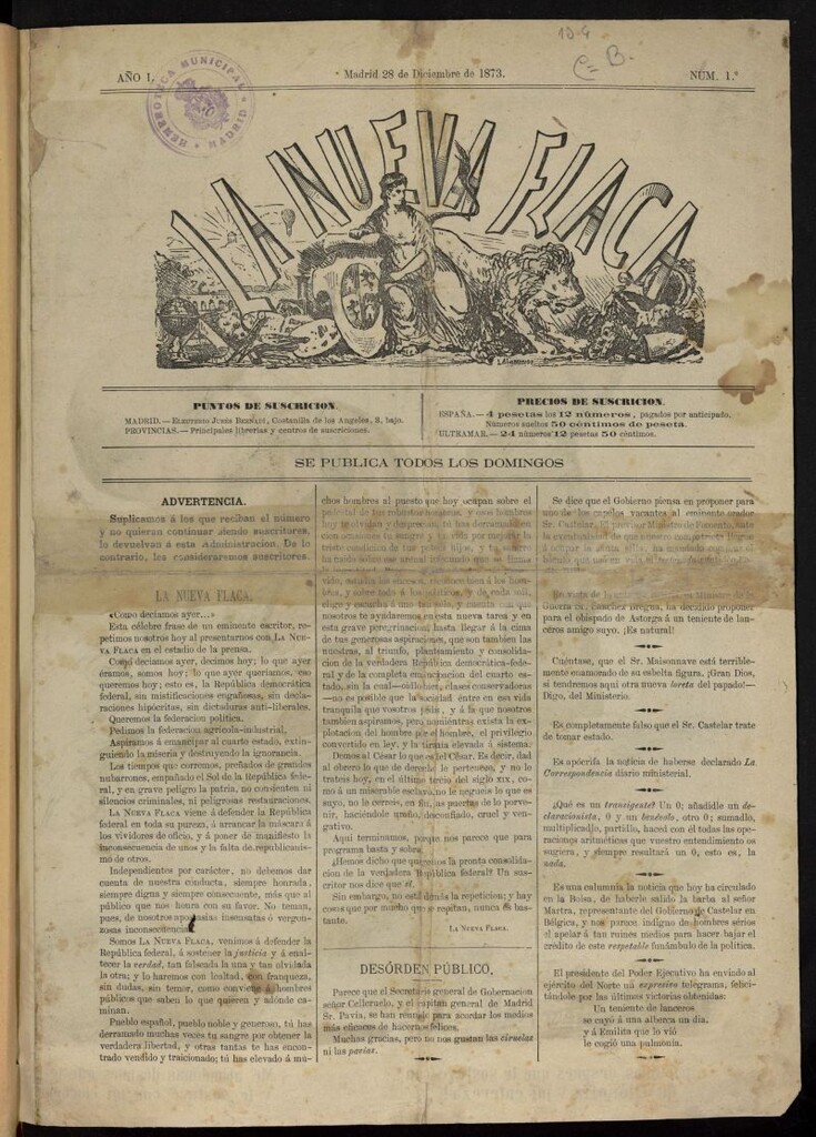 Miniatura de La Nueva Flaca del 28 de diciembre de 1873