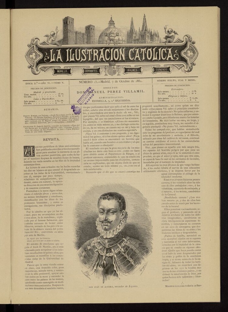 Miniatura de La Ilustración Católica del 7 de octubre de 1881