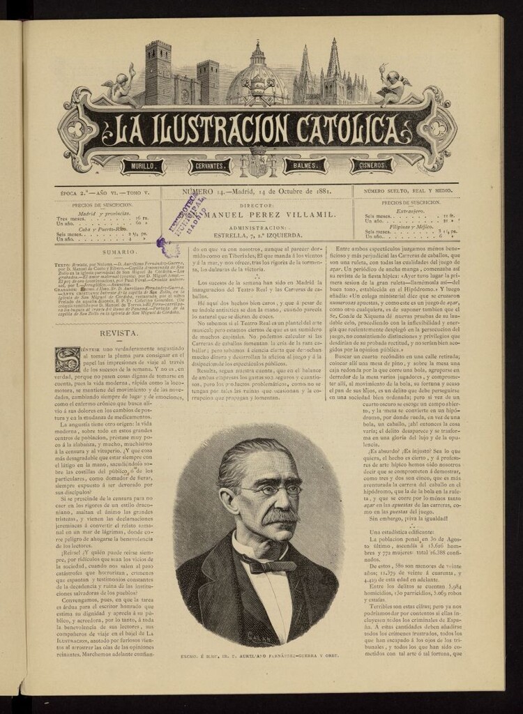 Miniatura de La Ilustración Católica del 14 de octubre de 1881