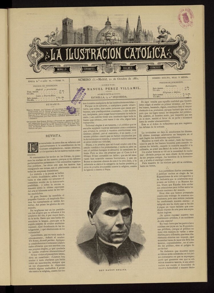 Miniatura de La Ilustración Católica del 21 de octubre de 1881