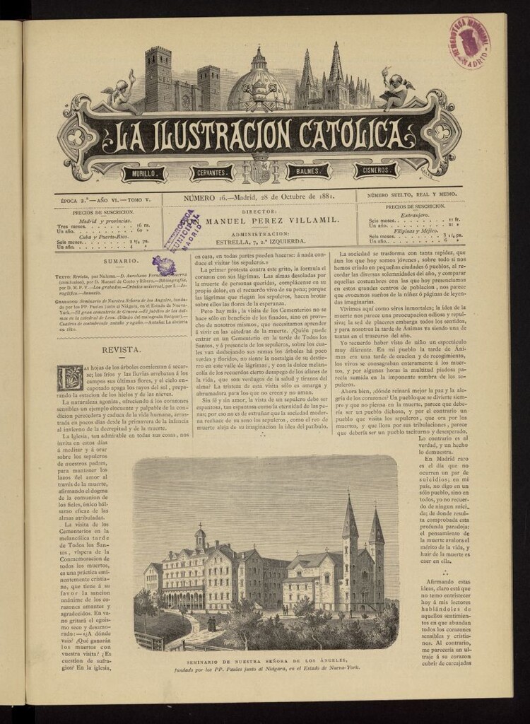 Miniatura de La Ilustración Católica del 28 de octubre de 1881