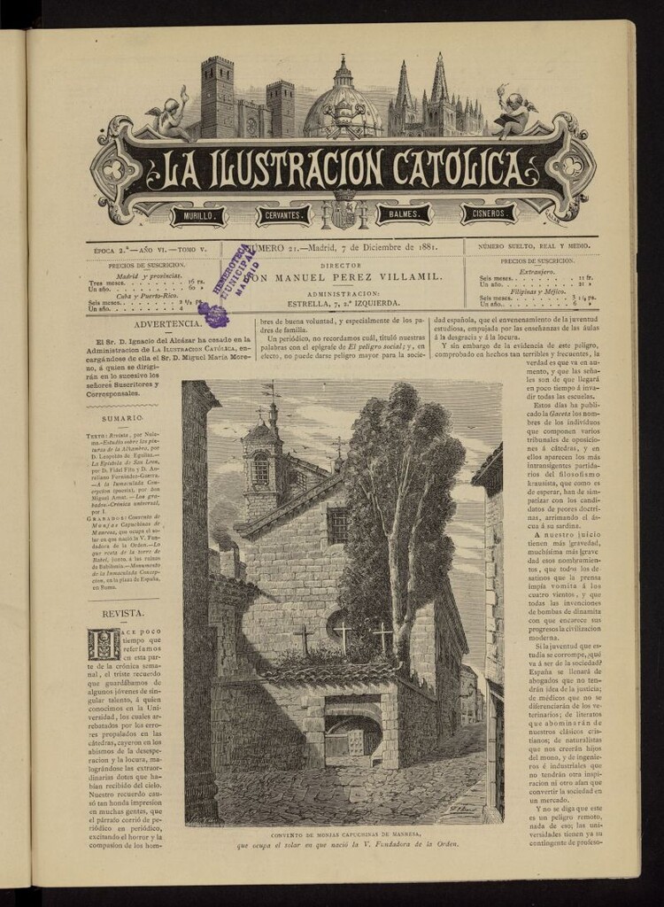 Miniatura de La Ilustración Católica del 7 de diciembre de 1881