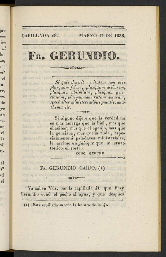 Miniatura de Fr. Gerundio: periódico satírico de política y costumbres del 1 de marzo de 1838, capillada 48