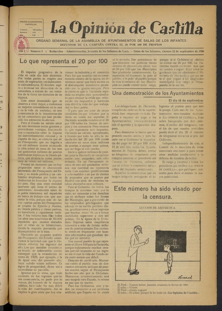 Miniatura de La Opinión de Castilla del 12 de septiembre de 1930