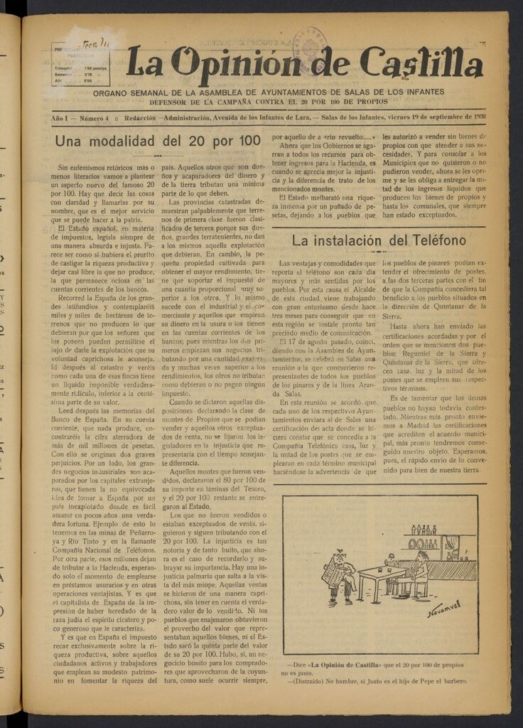 Miniatura de La Opinión de Castilla del 19 de septiembre de 1930