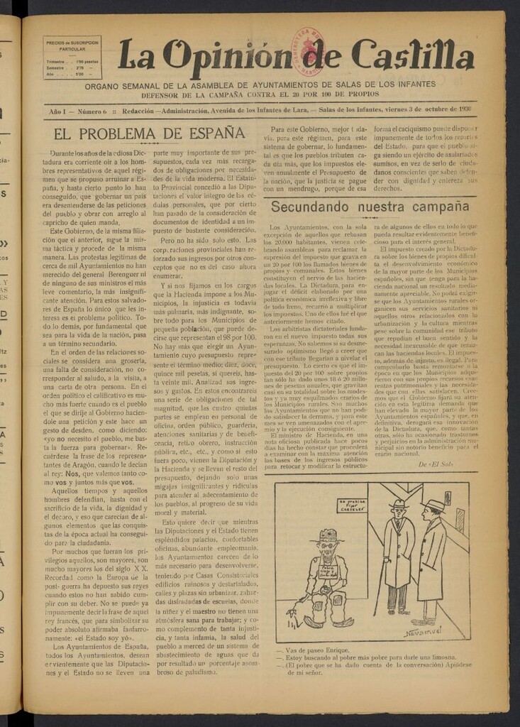 Miniatura de La Opinión de Castilla del 3 de octubre de 1930