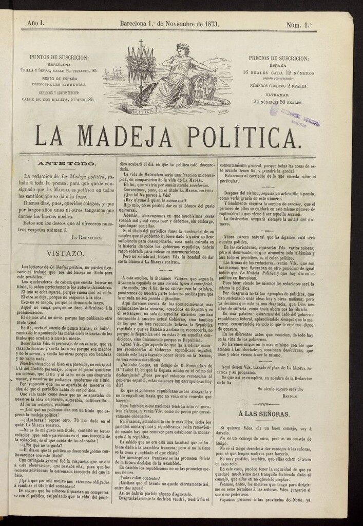 Miniatura de La Madeja Política del 1 de noviembre de 1873