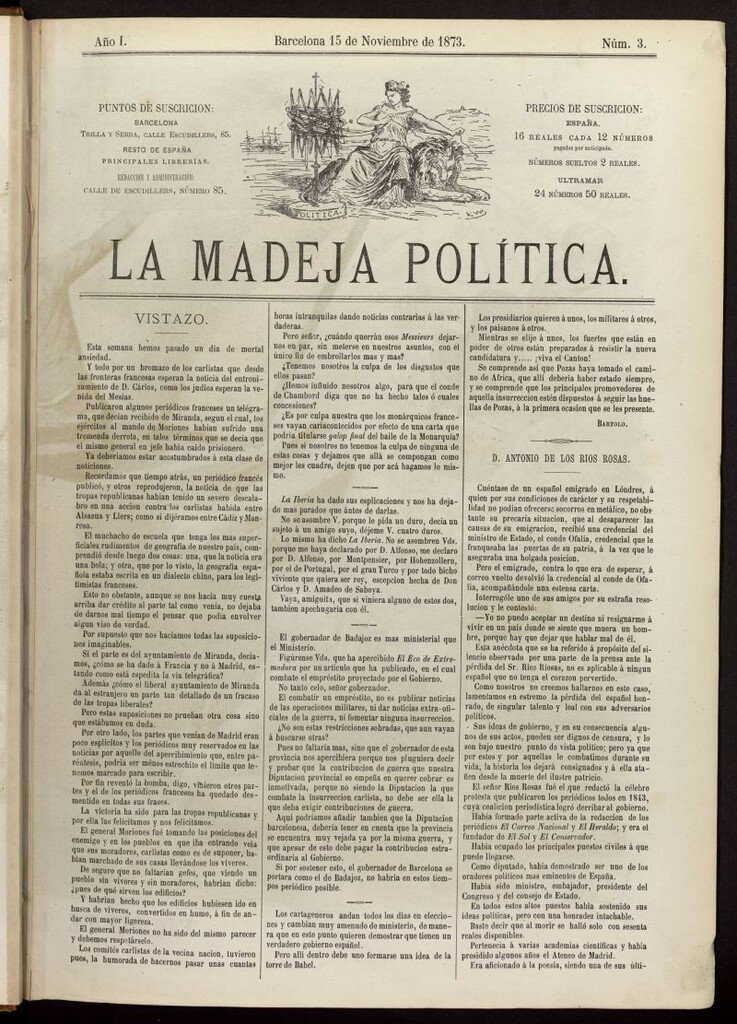 Miniatura de La Madeja Política del 15 de noviembre de 1873