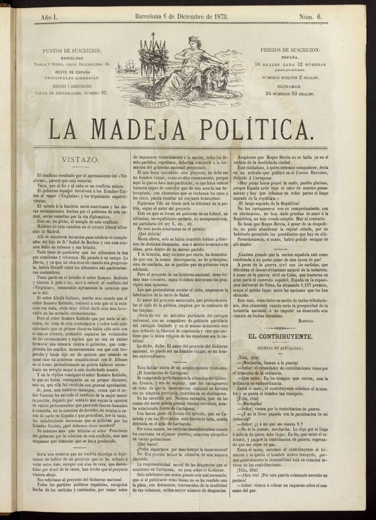 Miniatura de La Madeja Política del 6 de diciembre de 1873