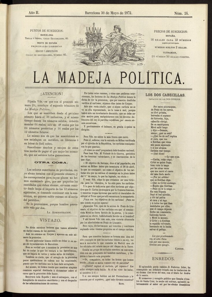 Miniatura de La Madeja Política del 30 de mayo de 1874