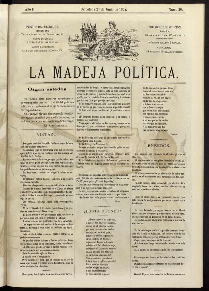 Miniatura de La Madeja Política del 27 de junio de 1874
