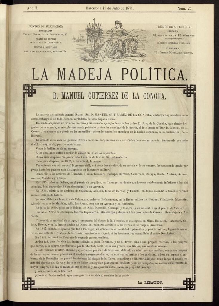 Miniatura de La Madeja Política del 11 de julio de 1874