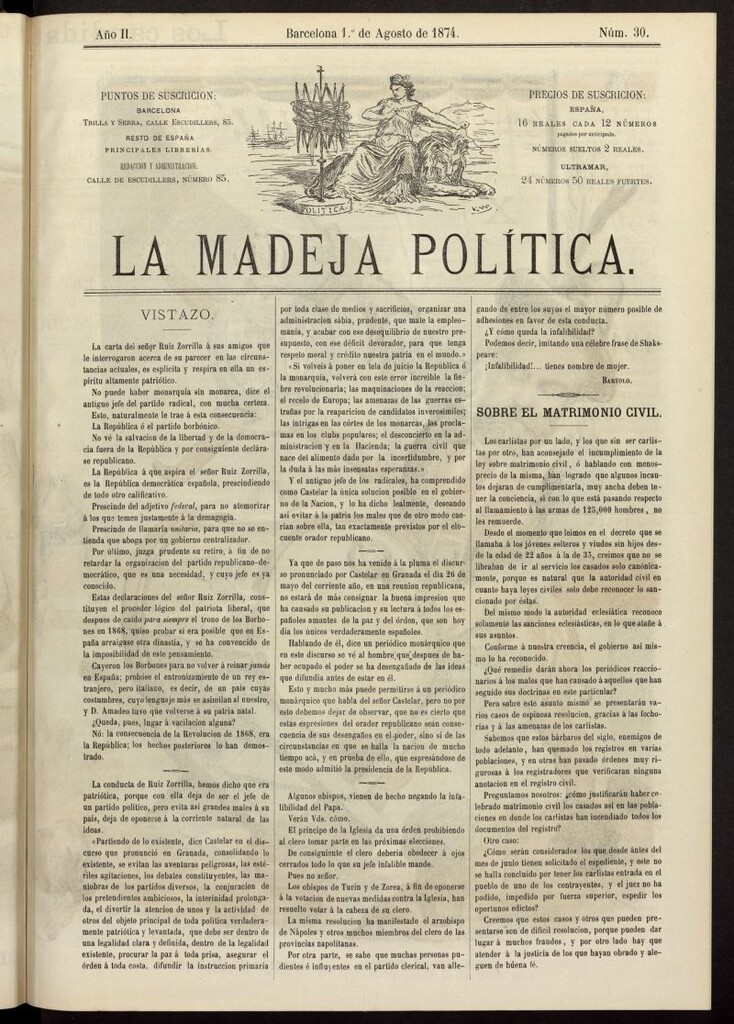 Miniatura de La Madeja Política del 1 de agosto de 1874