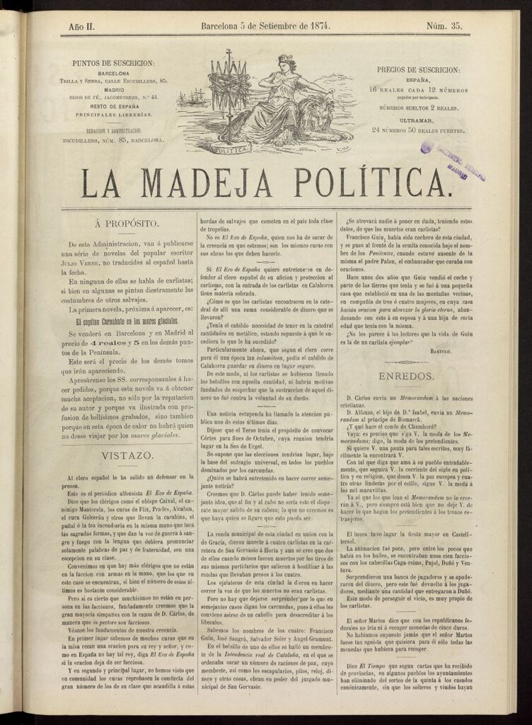 Miniatura de La Madeja Política del 5 de septiembre de 1874