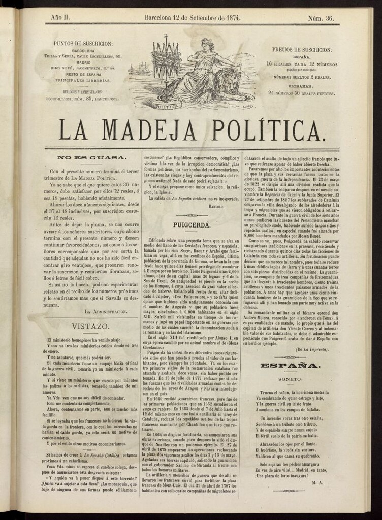 Miniatura de La Madeja Política del 12 de septiembre de 1874