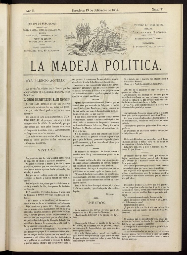 Miniatura de La Madeja Política del 19 de septiembre de 1874