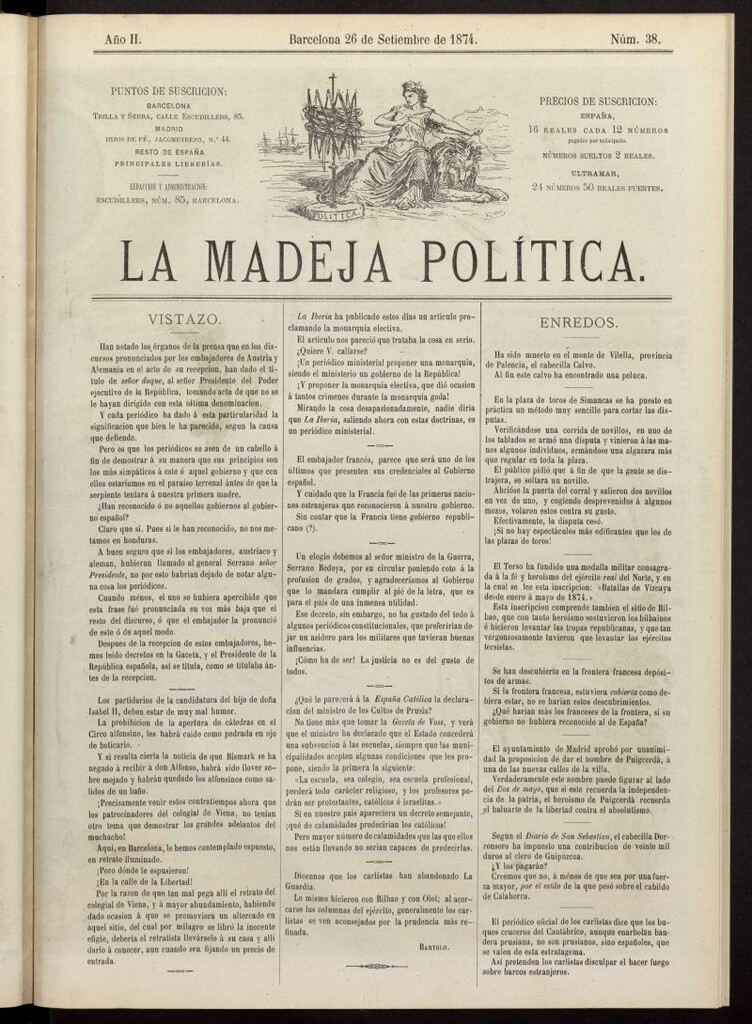 Miniatura de La Madeja Política del 26 de septiembre de 1874