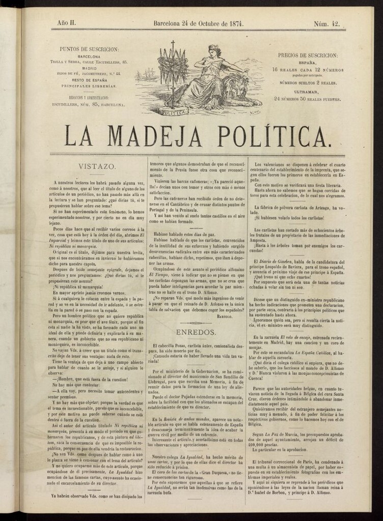 Miniatura de La Madeja Política del 24 de octubre de 1874