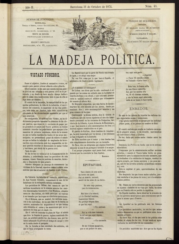 Miniatura de La Madeja Política del 31 de octubre de 1874