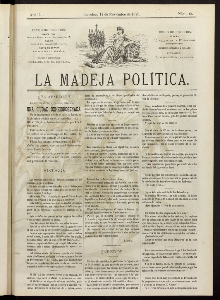 Miniatura de La Madeja Política del 14 de noviembre de 1874