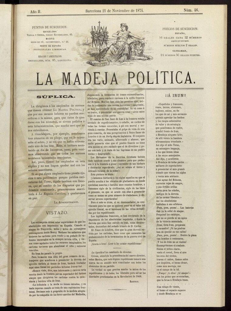 Miniatura de La Madeja Política del 21 de noviembre de 1874