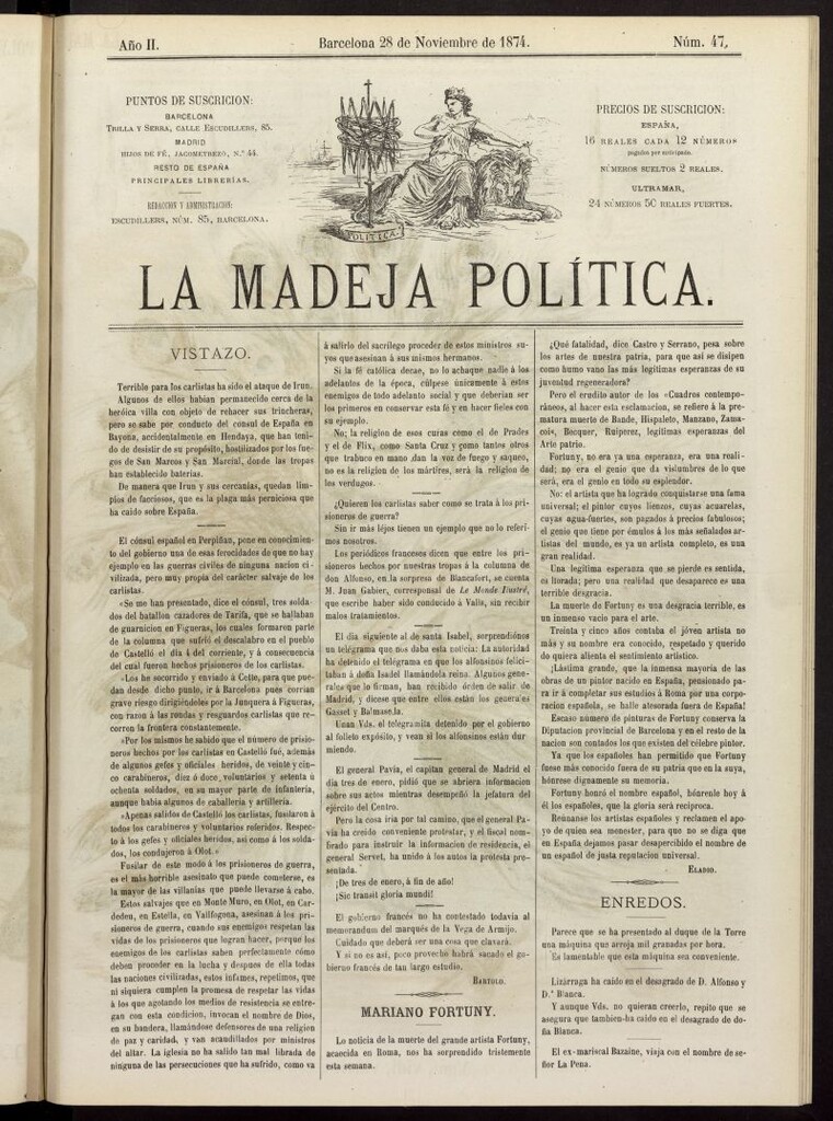 Miniatura de La Madeja Política del 28 de noviembre de 1874