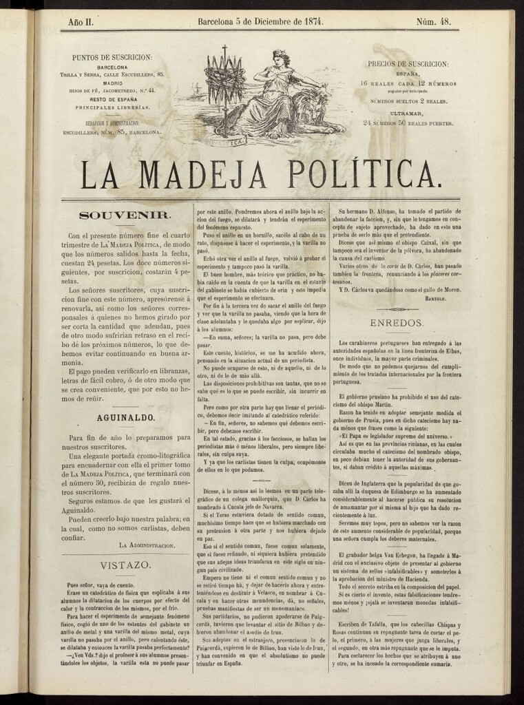 Miniatura de La Madeja Política del 5 de diciembre de 1874