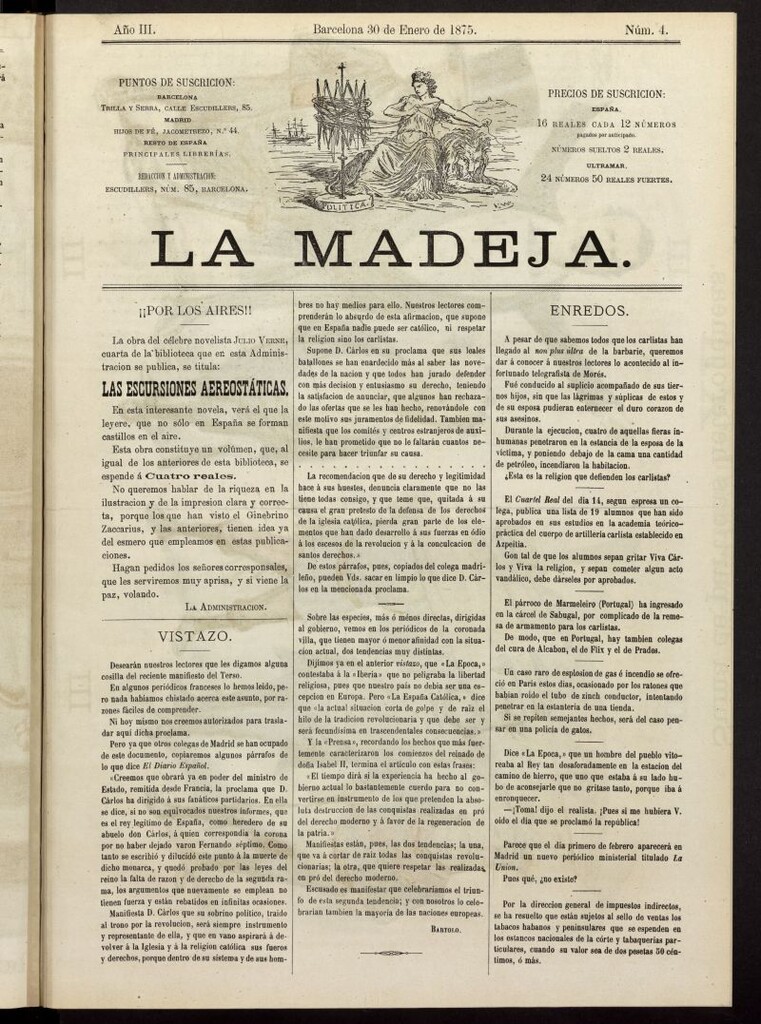 Miniatura de La Madeja del 30 de enero de 1875