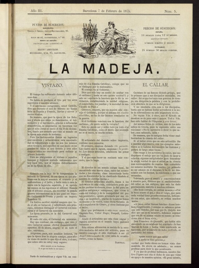 Miniatura de La Madeja del 7 de febrero de 1875